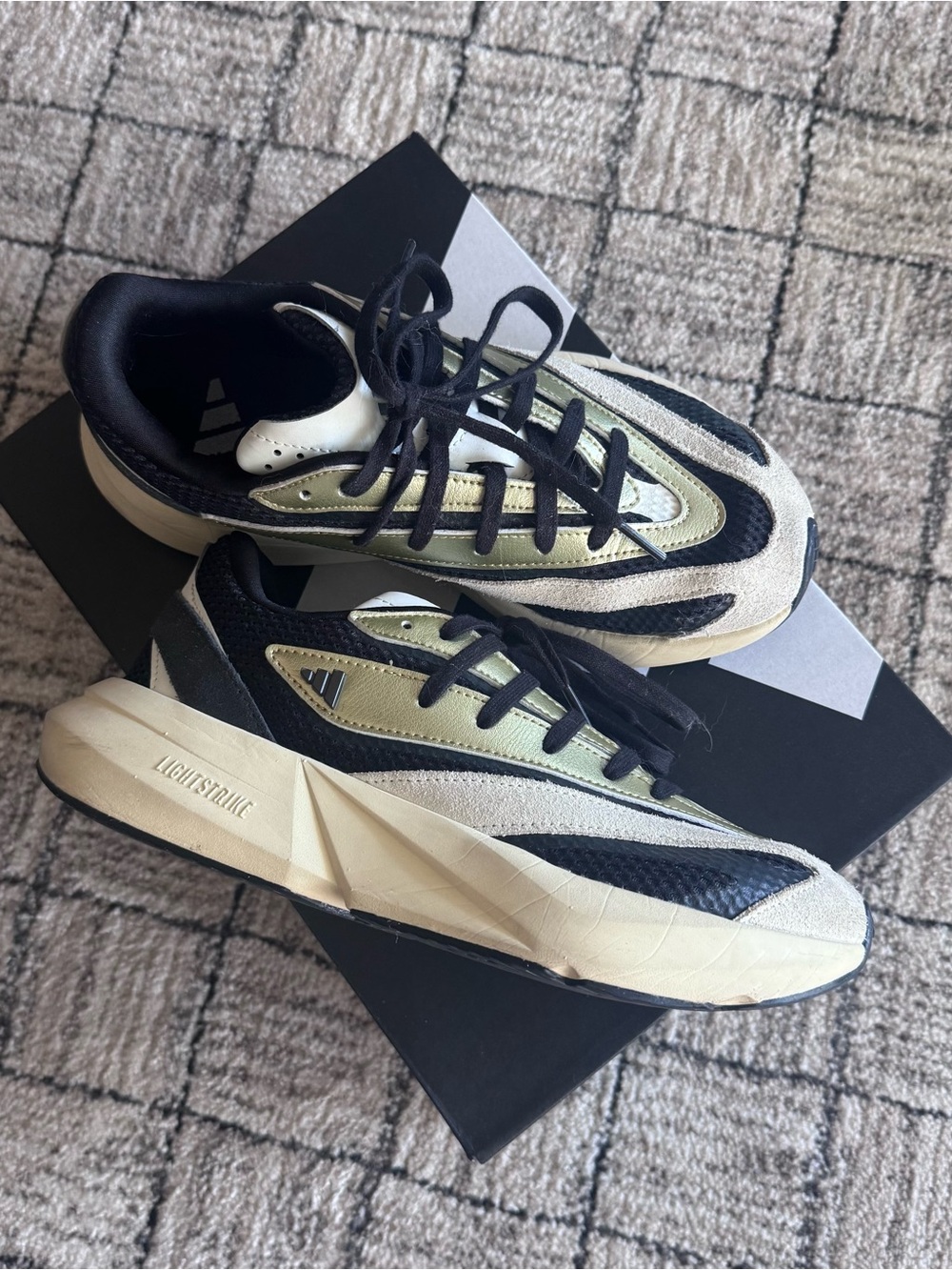 adidas Retro Runner Sneakers in Gold, Black & Cream